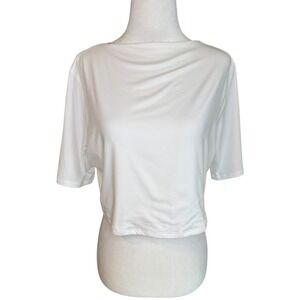NEW Naked Wardrobe Crop Top Boxy Tee Short Sleeve Casual White 2X‎ NWT
